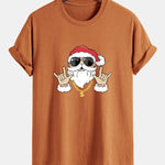 Regular Fit Hip Hop Santa Print Cotton T-Shirt