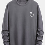 Long Sleeve Smiley Face Print Cotton T-Shirt