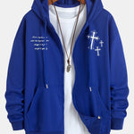 Cross Slogan Print Relax Fit Zip Hoodie