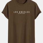 Los Angeles Print Cotton Arc Hem T-Shirt