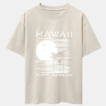 Hawaii Sun Palm Trees Print Drop Shoulder Oversize T-Shirt