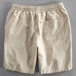 Linen Look Short Sleeve Stand Collar Shirt & Linen Cotton Blend Drawstring Shorts