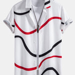 Line Print Button Up Shirt
