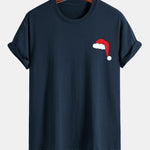 Regular Fit Santa Hat Print Cotton T-Shirt