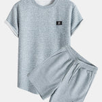 Short Sleeve Waffle Arc Hem T-Shirt & Shorts