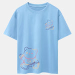 Colorful Bear Print Drop Shoulder Oversize T-Shirt