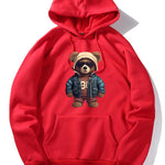Bear In Leather Jacket Print Hoodie