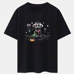 UFO Take Away Dinosaurs Print Drop Shoulder Oversize T-Shirt
