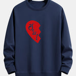 Soul Mate Half Heart Couple Print Relax Fit Sweatshirt