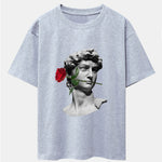 Rose David Print Relax Fit Drop Shoulder T-Shirts