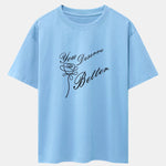 Rose Slogan Print Drop Shoulder Oversize T-Shirt