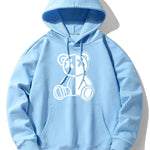 Bear Print Drop Shoulder Relaxed Hoodie