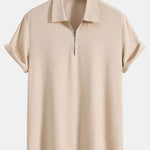 Knitted Ribbed Zip Polo