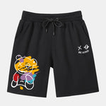 Graffiti Bear Print Drop Shoulder Oversize T-Shirt & Graffiti Bear Print Man Mid Length Shorts
