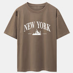 New York Slogan Print Drop Shoulder Oversize T-Shirt