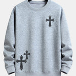 Ornamental Cross Print Relax Fit Sweatshirt