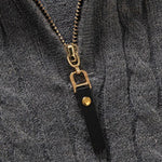 Braided Mock Neck Quarter Zip Sweater