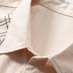 Geometric Print Linen Look Shirt & Straight Leg Linen Pants