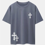 Cross Print Drop Shoulder Oversize T-Shirt