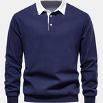Contrast Polo Collar Sweatshirt