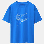 Rose Slogan Print Drop Shoulder Oversize T-Shirt