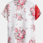 Two Tone Rose Print Button Up Shirt & Swim Shorts