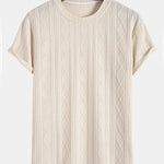 Muscle Fit Geometric Rhombus Jacquard Arc Hem T-Shirt