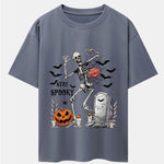 Halloween Skeleton Stay Spooky Print Drop Shoulder Oversize T-Shirt