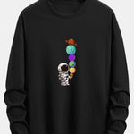 Long Sleeve Planet Astronaut Print Cotton T-Shirt