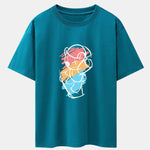 Graffiti Skateboard Bear Print Drop Shoulder Oversize T-Shirt