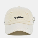 Retro Asher Embroidery Washed Distressed Baseball Cap