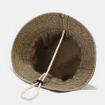 Washed Distressed Bucket Hat With Chin Strap