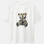 Camouflage Dissolving Bear Print Drop Shoulder Oversize T-Shirt