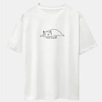 Not Today Lazy Cat Print Drop Shoulder Oversize T-Shirt