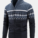 Geometric Print Zip Up Sweater
