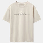 Handwritten Word Print Drop Shoulder Oversize T-Shirt