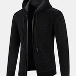 Teddy Lined Textured Hooded Sweater