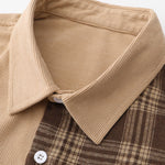 Plaid Corduroy Patchwork Button Up Shirt & Corduroy Jogger Pants