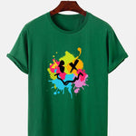 Colorful Mud Splatter Smiley Face Print T-Shirt