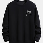 Cat Wearing Sunglasses Print Relax Fit Sweatshirt