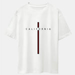 California Stripe Print Drop Shoulder Oversize T-Shirt