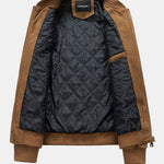 Suede Bomber Jacket With Quilted Liner
