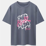 Dissolving Bear Print Drop Shoulder Oversize T-Shirt