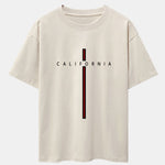 California Stripe Print Drop Shoulder Oversize T-Shirt