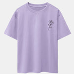 Simple Rose Print Drop Shoulder Oversize T-Shirt