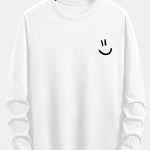 Long Sleeve Smiley Face Print Cotton T-Shirt