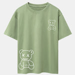 Bear line Print Drop Shoulder Oversize T-Shirt