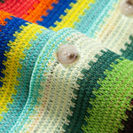 Colorful Striped Waffle Texture Cuban Shirt