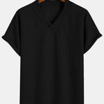 Oversize Geometric Jacquard V-neck T-Shirt
