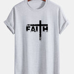 Regular Fit Faith Cross Print Cotton T-Shirt